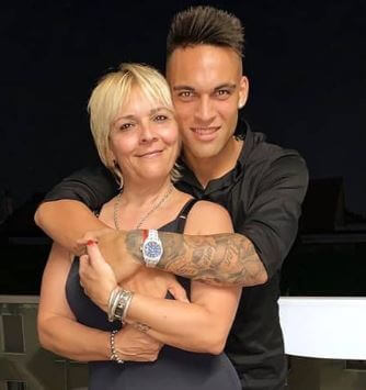 Karina Vanesa Gutierrez with her son Lautaro Martinez.